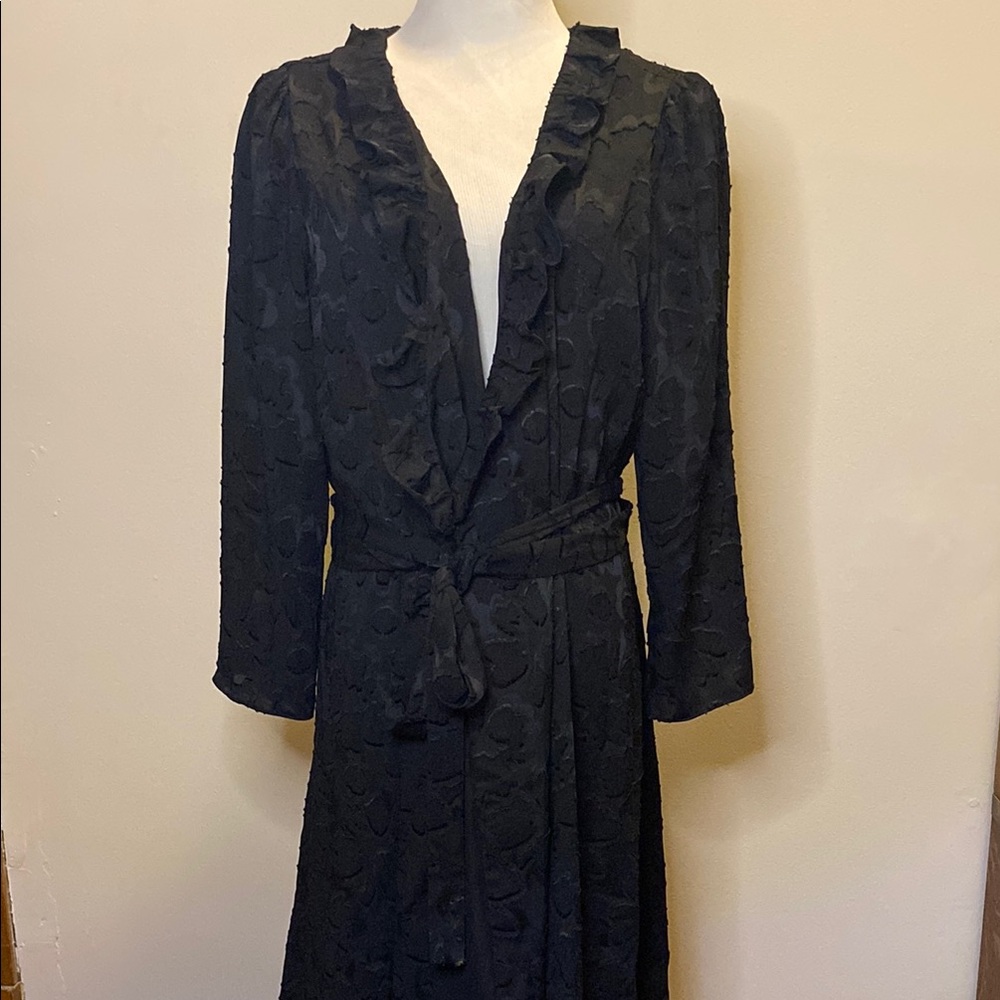 Madewell Black Textured Wrap Dress